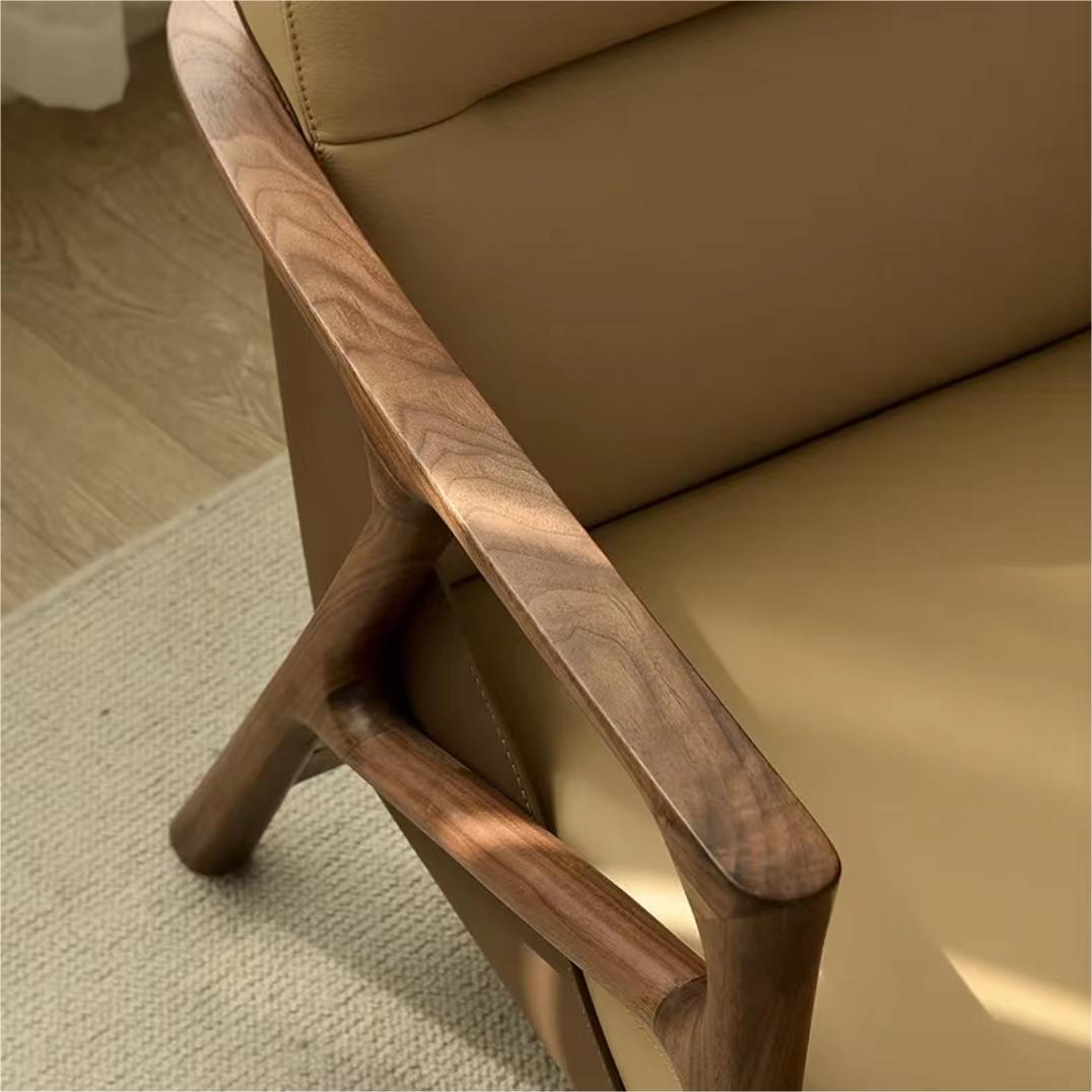 North American black walnut solid wood cowhide lounge chair(Can be customized)