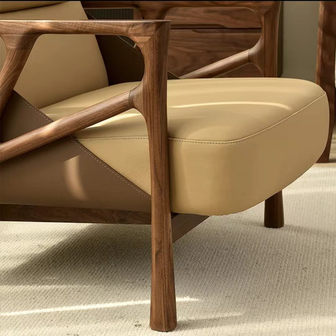 North American black walnut solid wood cowhide lounge chair(Can be customized)