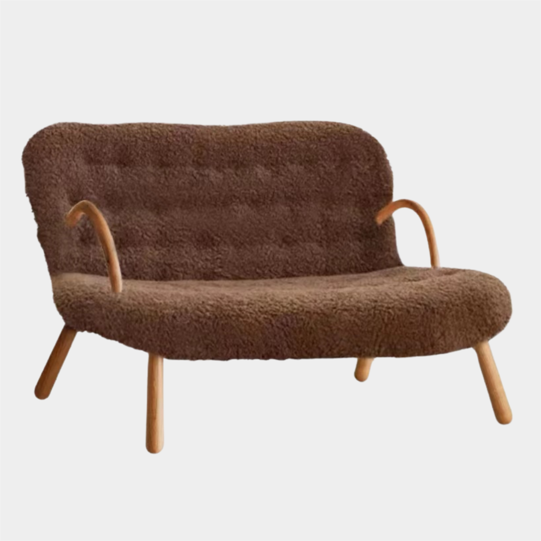 Small apartment network red lamb hair sofa solid wood recliner chair(Can be customized)