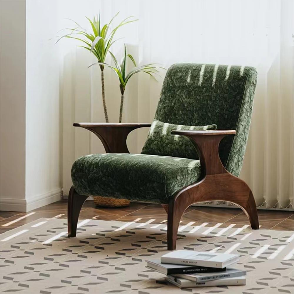 Black walnut fabric single sofa(Can be customized)