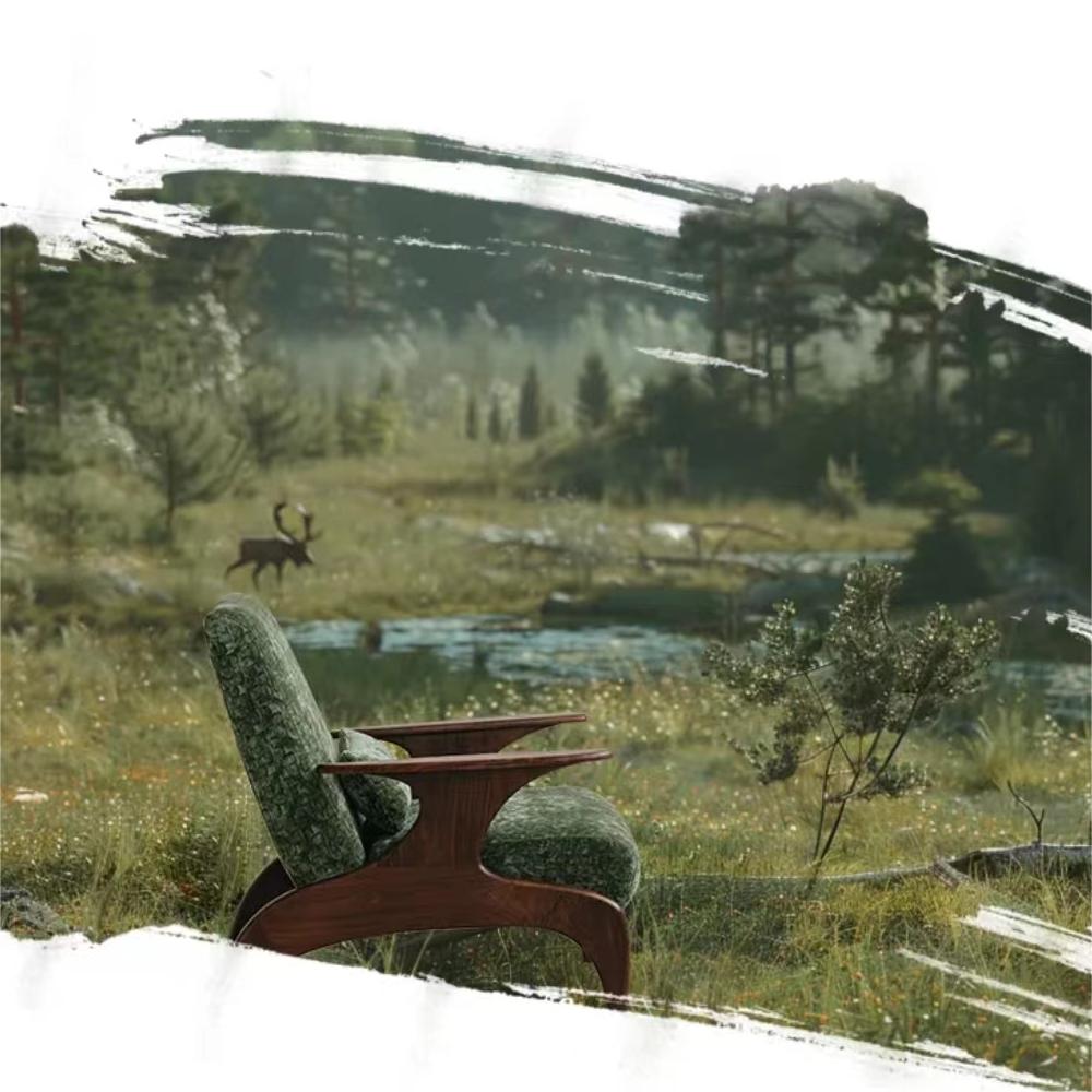 Black walnut fabric single sofa(Can be customized)