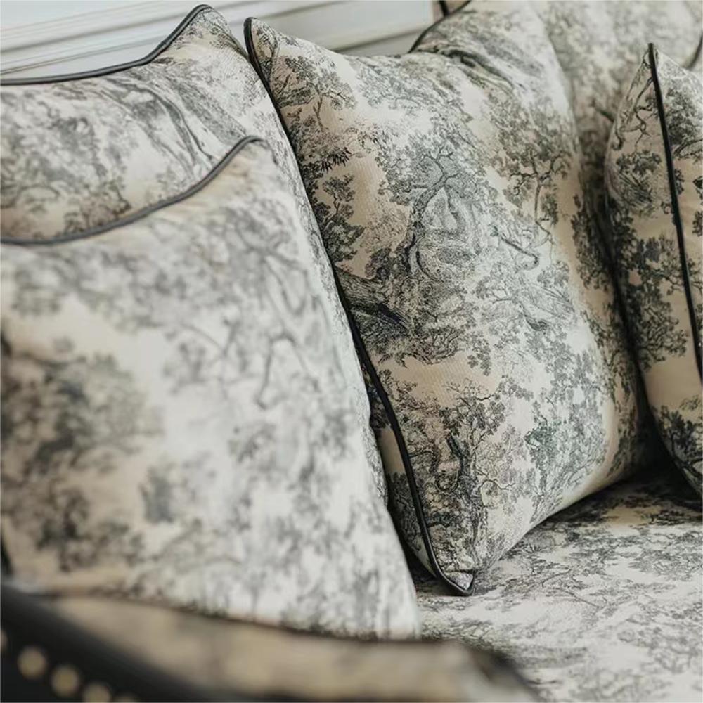 أريكة جلدية صغيرة لغرفة المعيشة بثلاثة مقاعد مصنوعة من القماش بتصميم كلاسيكي فرنسي (يمكن تخصيصها)