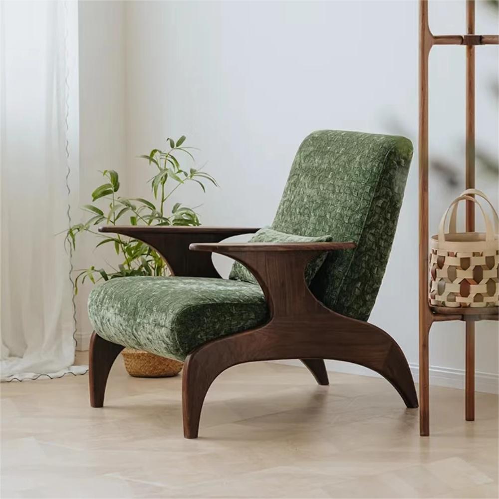 Black walnut fabric single sofa(Can be customized)