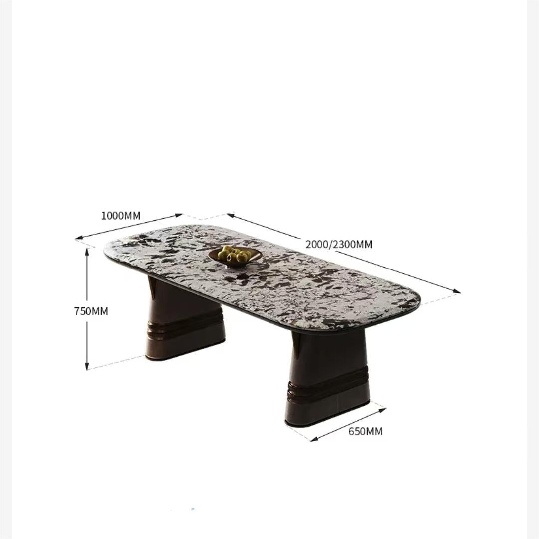 Modern light luxury luxury villa large level natural snow mountain flying fox marble slab long dining table (customizable)