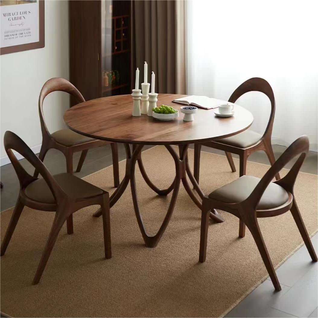 North American Black Walnut Solid wood round table (4~6 people)(Can be customized)