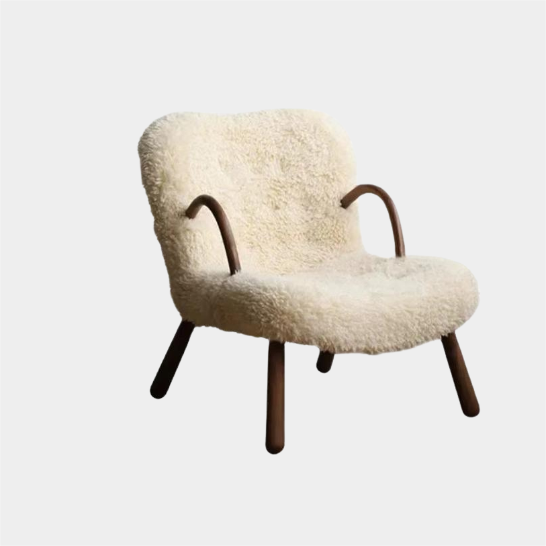 Small apartment network red lamb hair sofa solid wood recliner chair(Can be customized)