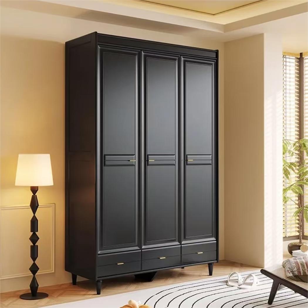 Ancient style light luxury to open the door solid wood wardrobe Home bedroom wardrobe (can be customized)