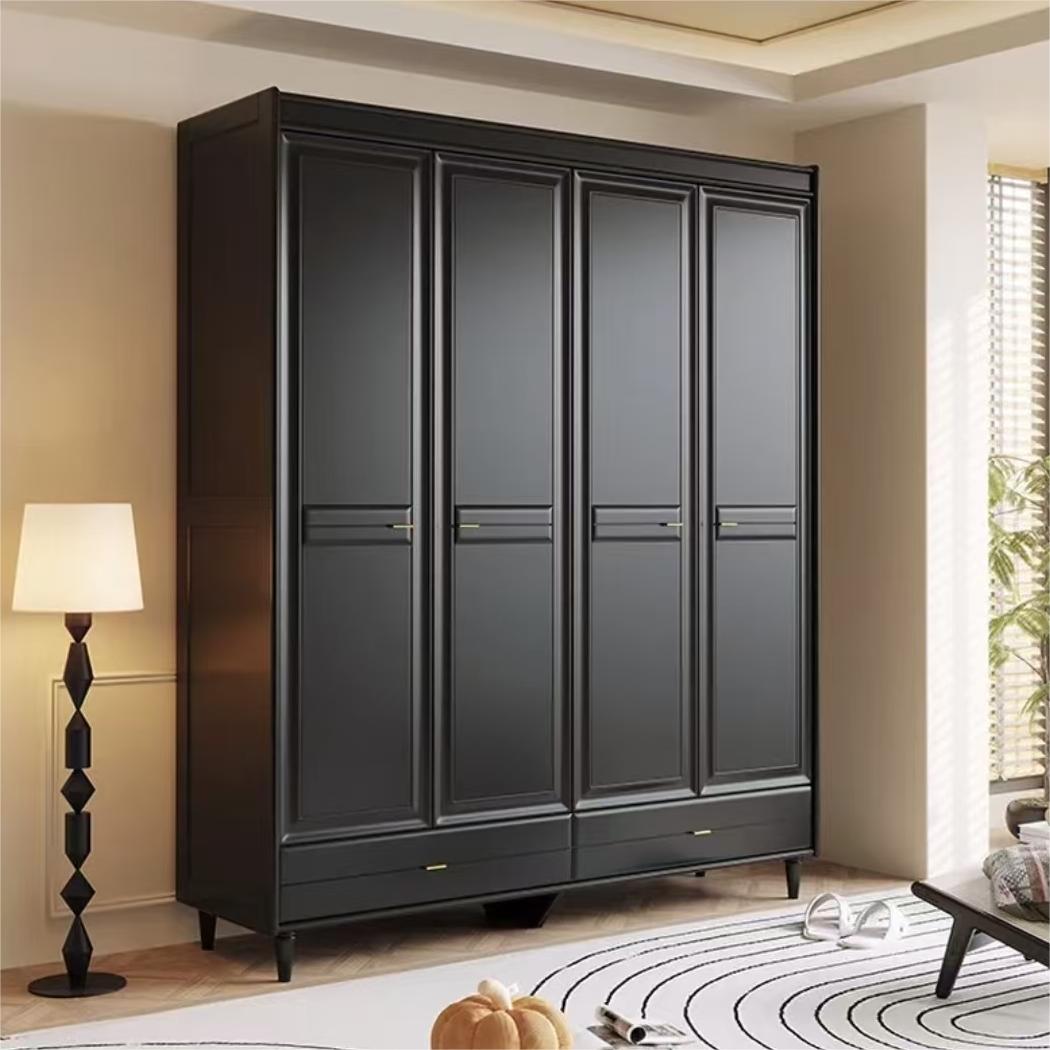 Ancient style light luxury to open the door solid wood wardrobe Home bedroom wardrobe (can be customized)