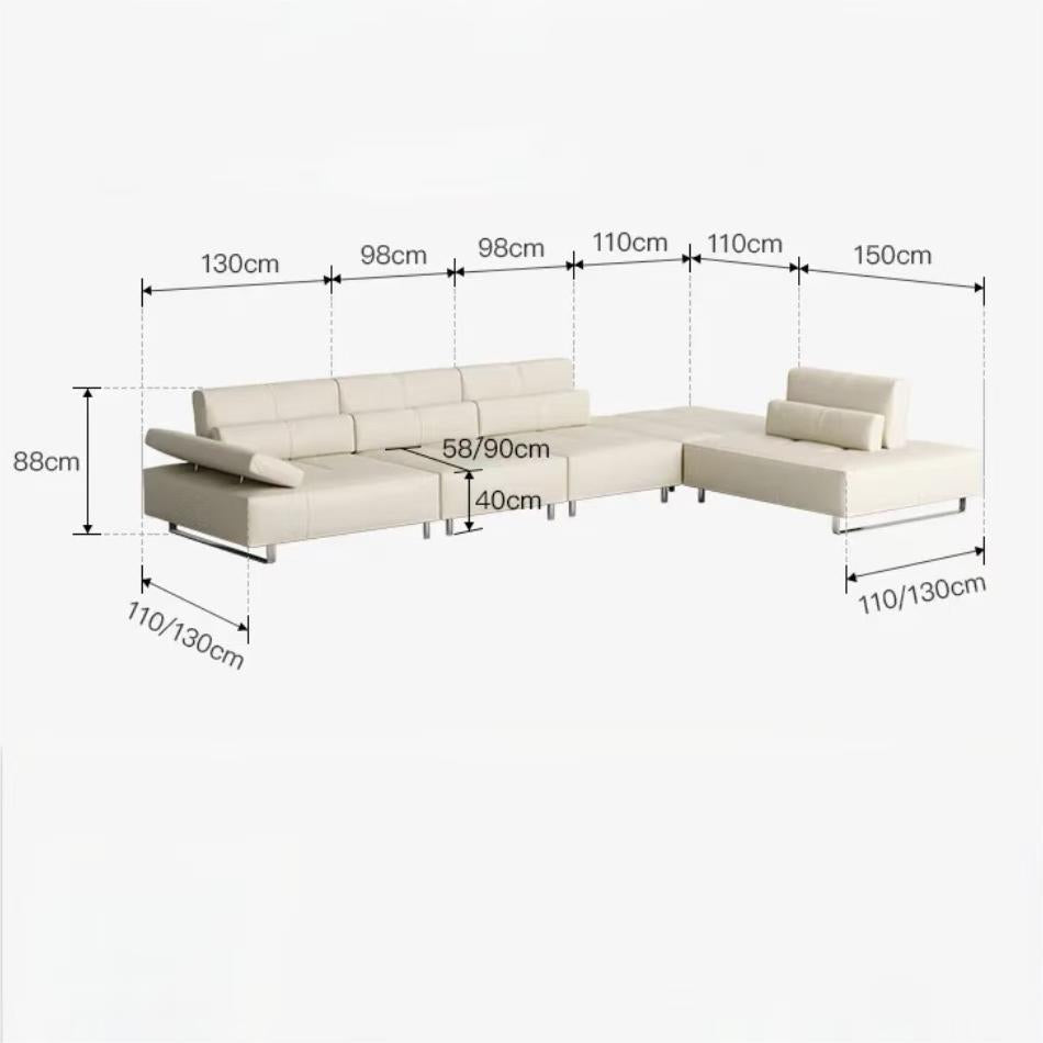 Italian minimalist living room combination adjustable corner function sofa