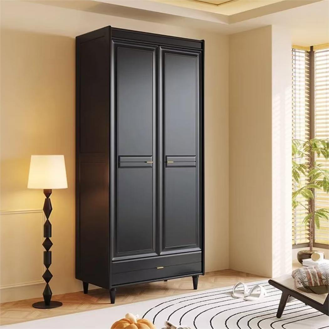 Ancient style light luxury to open the door solid wood wardrobe Home bedroom wardrobe (can be customized)