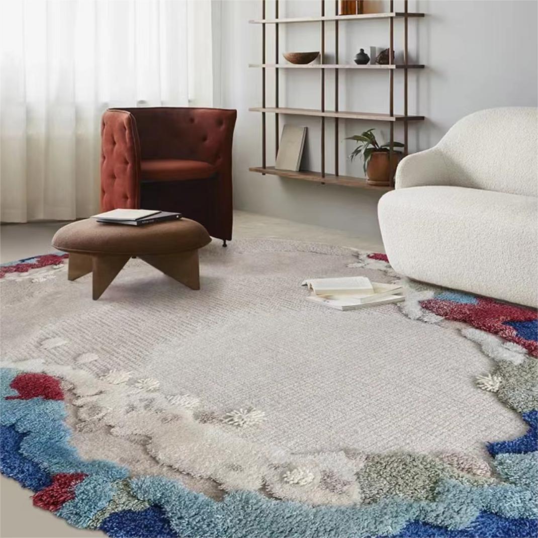 Oval cashmere carpet (suitable for bedroom, living room, balcony)