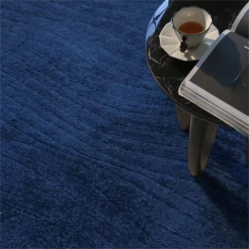 Glass blue high quality hand shaped carpet