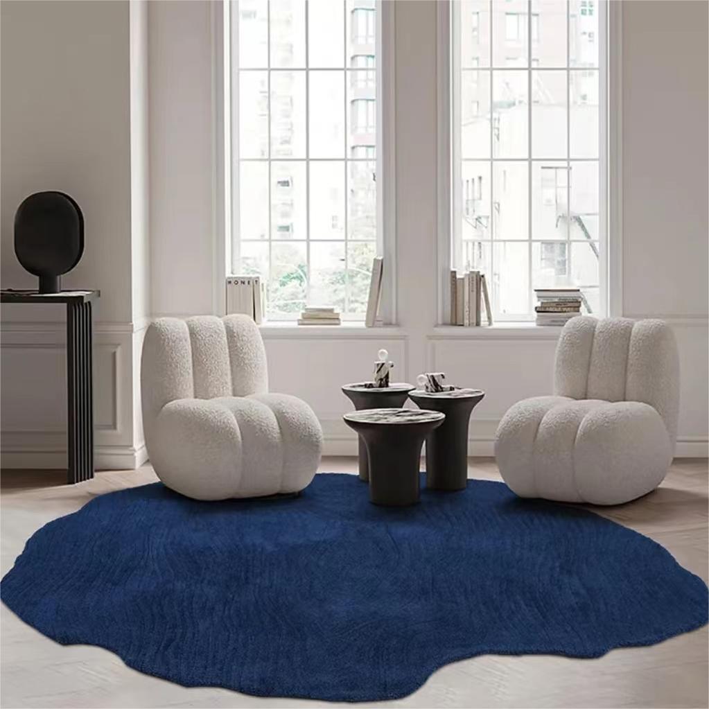 Glass blue high quality hand shaped carpet