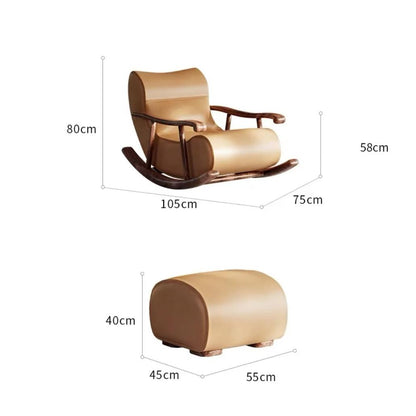 Leather sofa solid wood armrests rocking chair single sofa available balcony bedroom living room