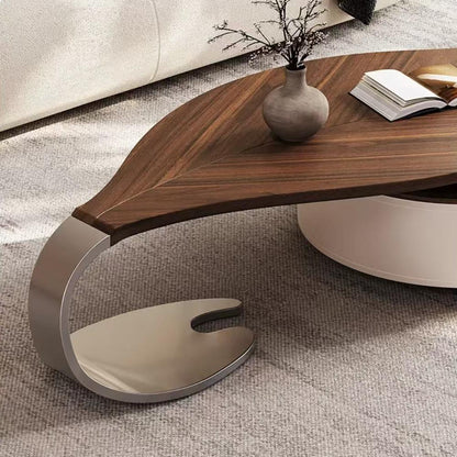 Leaf shape solid wood coffee table