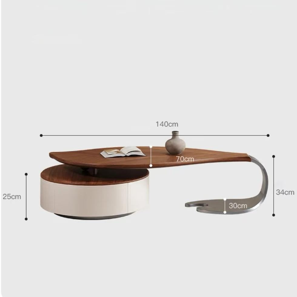 Leaf shape solid wood coffee table