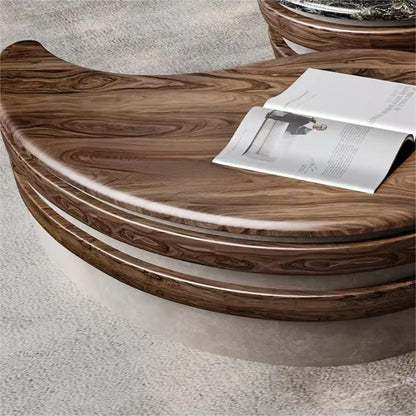 Modern light luxury black walnut luxury stone marble coffee table