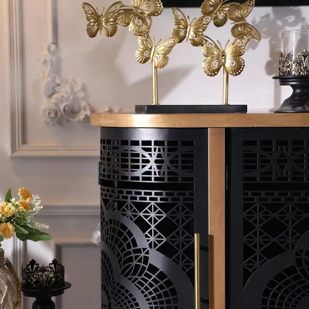 Hollow side cabinet Black decorative cabinet Storage cabinet Storage cabinet (customizable)