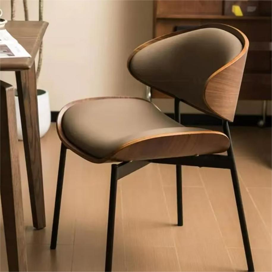 Italian minimalist dining table home backrest leisure solid wood chair