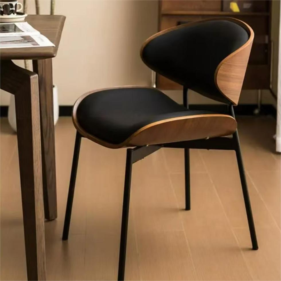 Italian minimalist dining table home backrest leisure solid wood chair