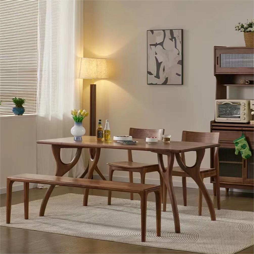 North American Black walnut solid wood rectangular dining table (seats 4~6 people)(Can be customized)