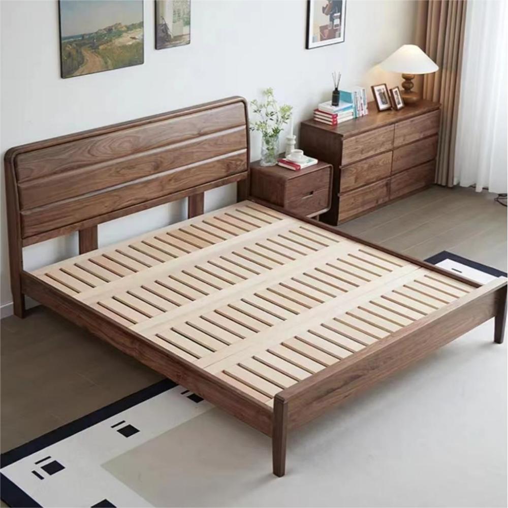 North American black walnut solid wood simple double bed（Can be customized）