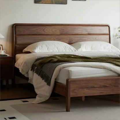 North American black walnut solid wood simple double bed（Can be customized）