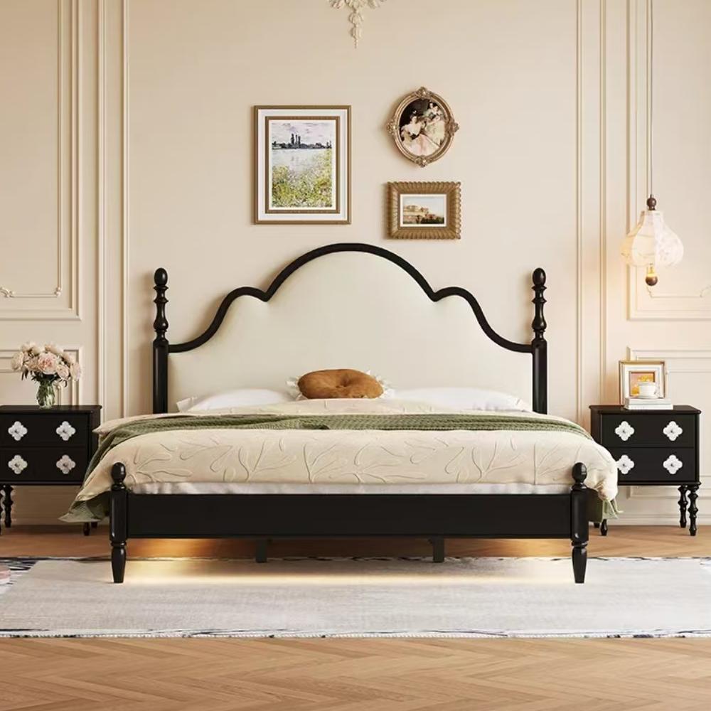 French simple modern luxury cream style master bedroom double bed