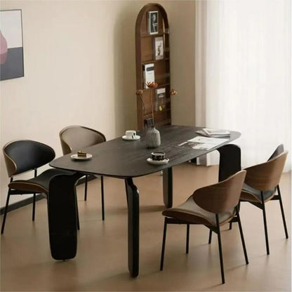 Italian minimalist dining table home backrest leisure solid wood chair