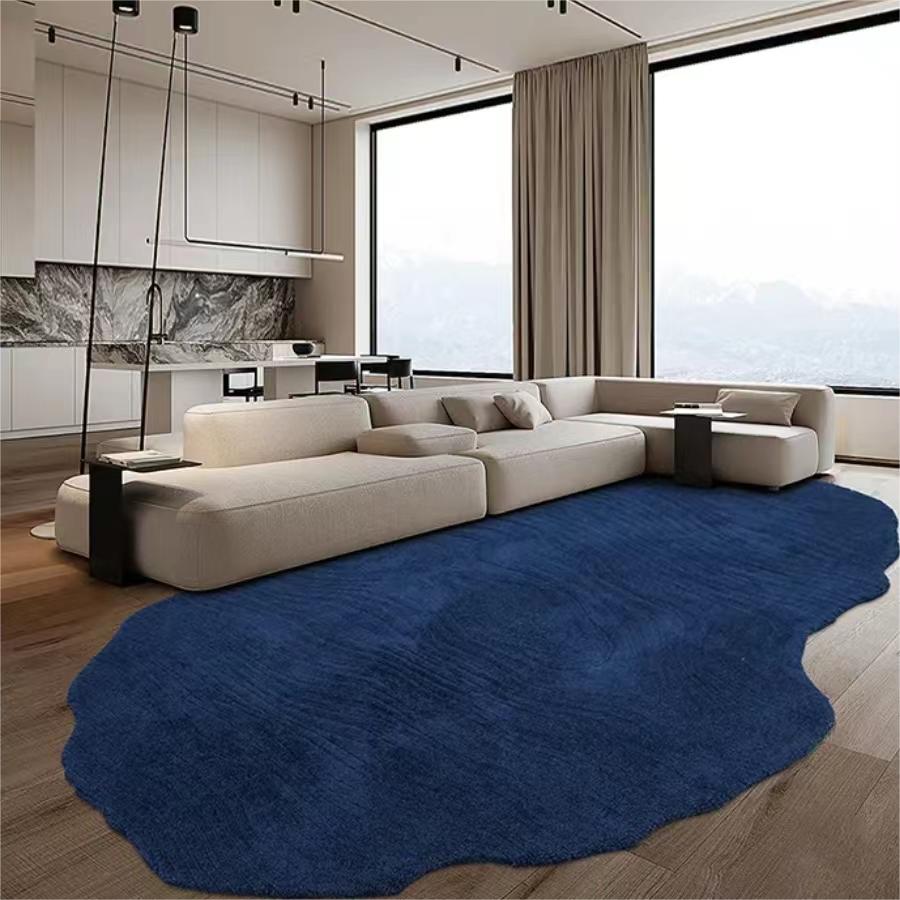 Glass blue high quality hand shaped carpet