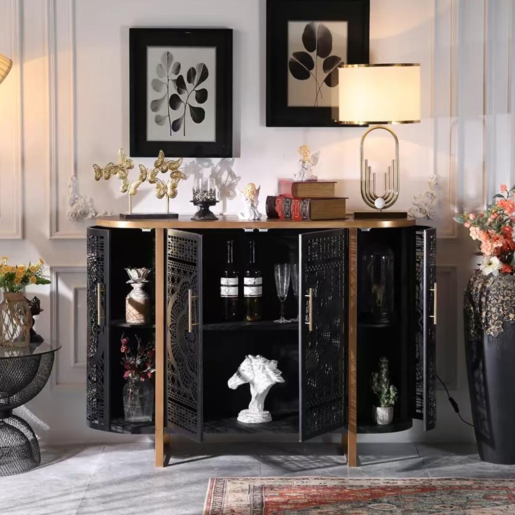 Hollow side cabinet Black decorative cabinet Storage cabinet Storage cabinet (customizable)