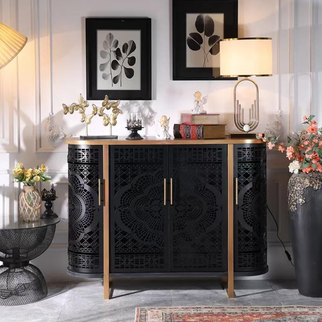 Hollow side cabinet Black decorative cabinet Storage cabinet Storage cabinet (customizable)