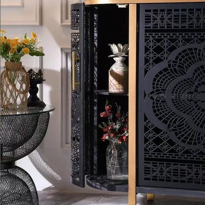 Hollow side cabinet Black decorative cabinet Storage cabinet Storage cabinet (customizable)