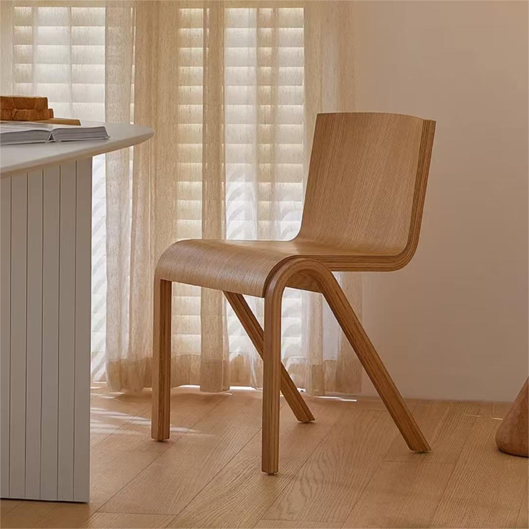 Nordic solid wood back modern simple table and chair