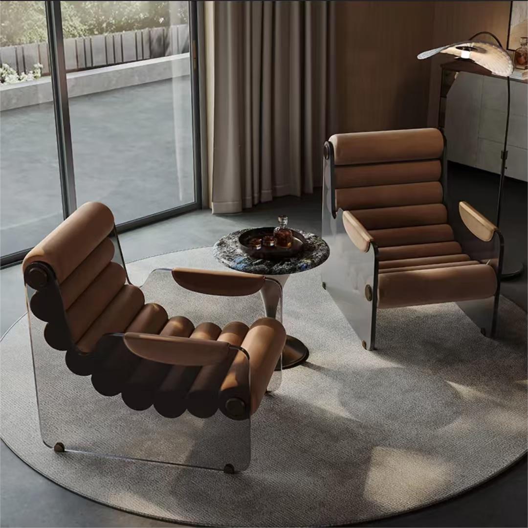 Modern light luxury leather simple rocking chair Very simple human sofa (customizable)