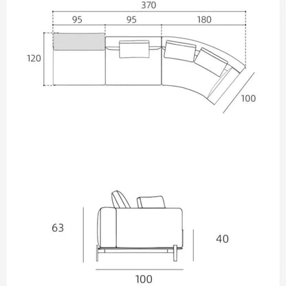 Modern simple fabric large living room leather curved corner villa sofa