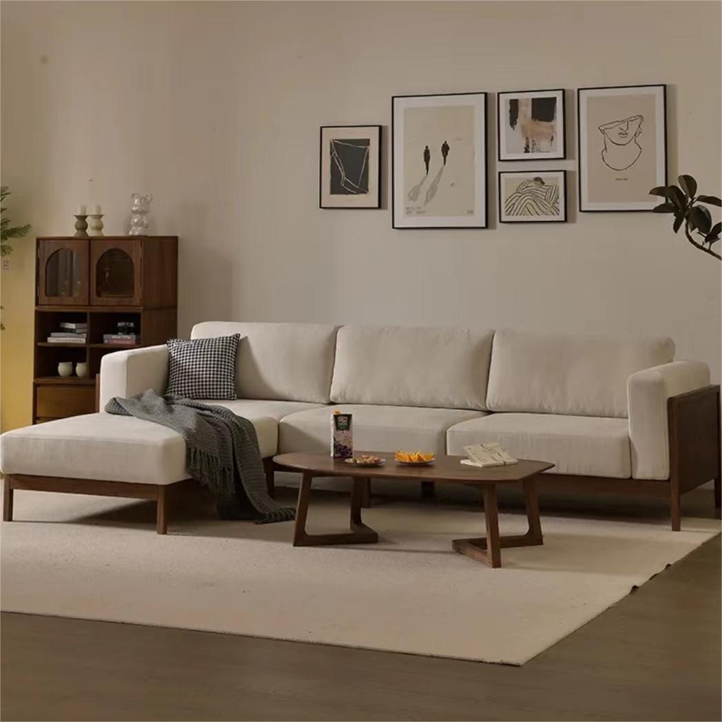 North American black walnut fabric simple living room corner sofa (suitable for 4~5 people)（Can be customized）