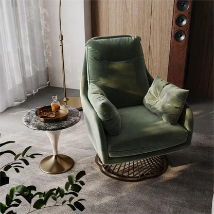 Modern light luxury leather leisure chair Villa living room study single sofa chair (customizable)