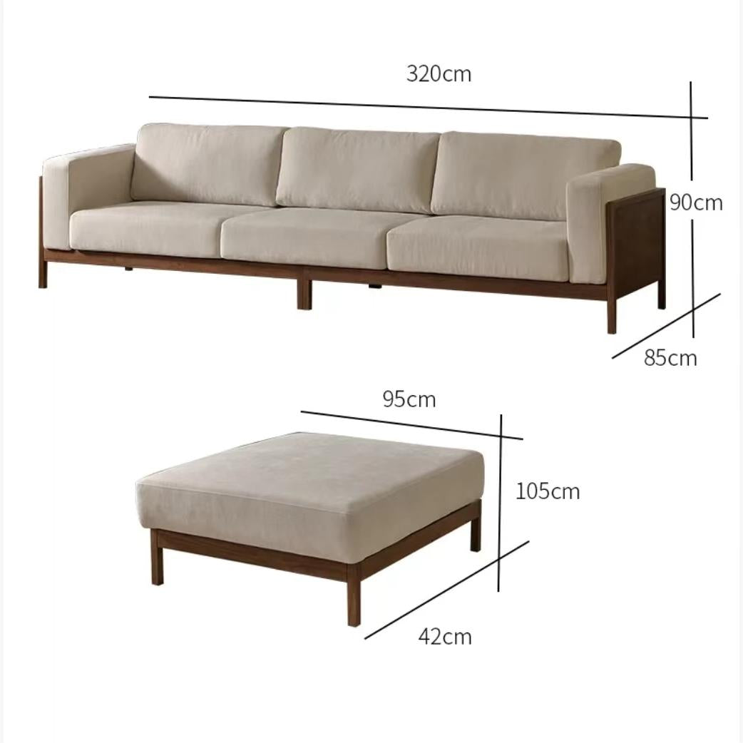 North American black walnut fabric simple living room corner sofa (suitable for 4~5 people)（Can be customized）