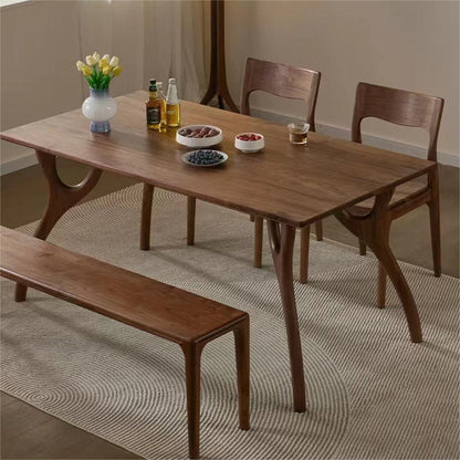 North American Black walnut solid wood rectangular dining table (seats 4~6 people)（Can be customized）