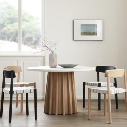 Solid wood round dining table and dining chair combination