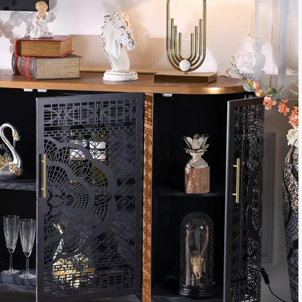 Hollow side cabinet Black decorative cabinet Storage cabinet Storage cabinet (customizable)