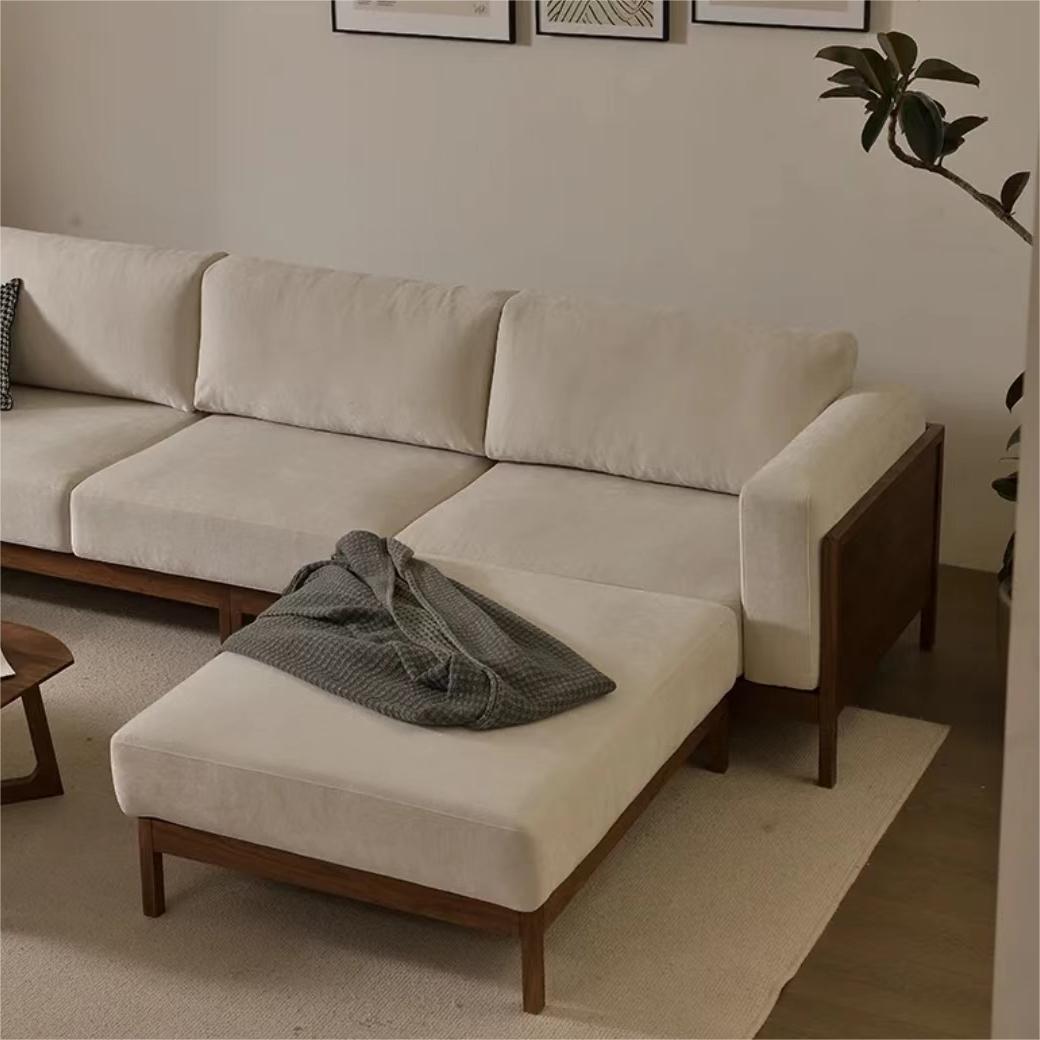 North American black walnut fabric simple living room corner sofa (suitable for 4~5 people)（Can be customized）