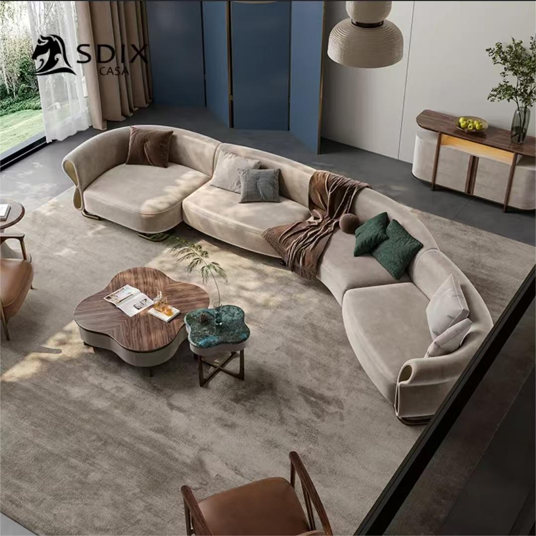 Modern light luxury luxury villa large flat floor first floor cowhide sofa (customizable)