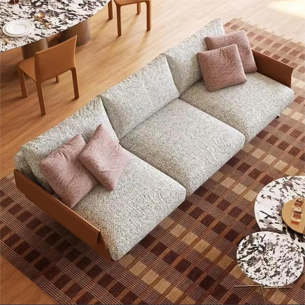 Middle French cotton linen sand living room combination sofa down sofa