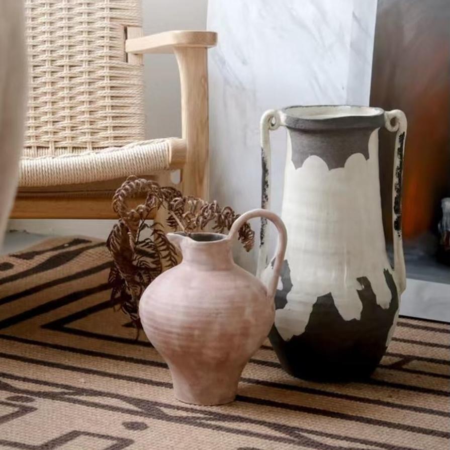 Moroccan hand-made natural clay vase decoration