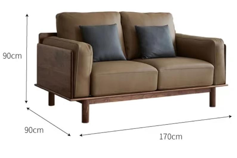 North American Black walnut solid wood layer cowhide combination sofa (suitable for 4~5 people)（Can be customized）